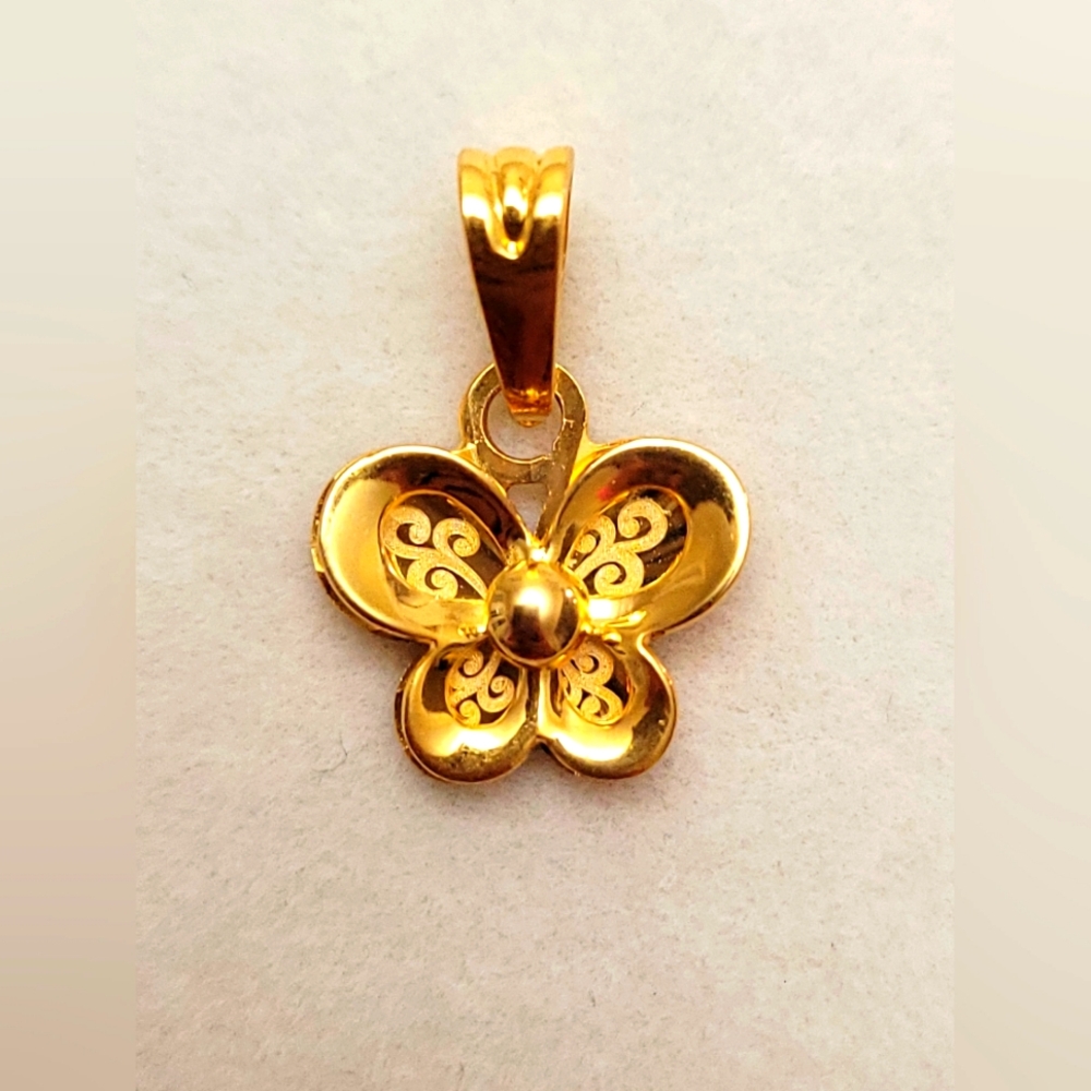 Elegant Gold Butterfly Pendant 21K Solid Gold